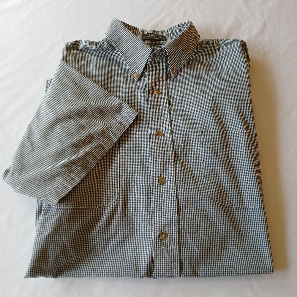 Van Heusen XLT short sleeve green blue check- Read